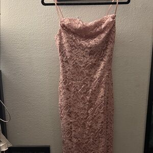 January 7 Strapless Lace midi Dress in Blush